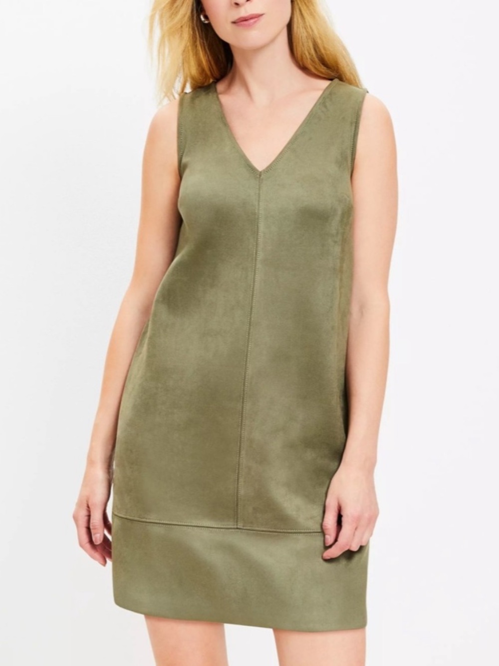 LOFT Olive Green Faux Suede Shift Dress